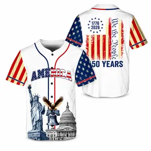 USA 250th Anniversary Baseball Jersey for Men Women, Patriotic Button Down Shirt, America 1776 2026 Short Sleeve V Neck Sports Jersey, 4th of July Independence Day Outfit,marcee jersey,jersey,Size S-5XL