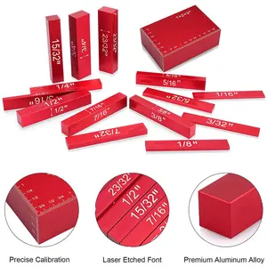 Aluminum 15pc Router & Table Saw Setup Blocks - Precision Height Gauge Set with Engraved Markings, No Power Needed