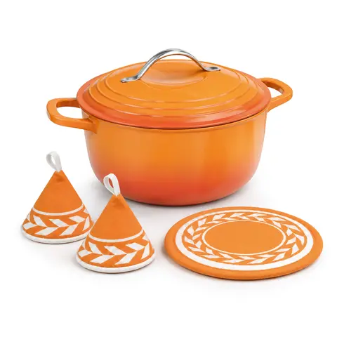 Karlhome Enameled Cast Iron Dutch Oven - 5/7.5 QT Round Pot, Pots for Kitchen, Home Cooking Set Includes Glove & Heat-Resistant Mat, Oven Safe Up to 500°F, Ideal for Braising & Roasting