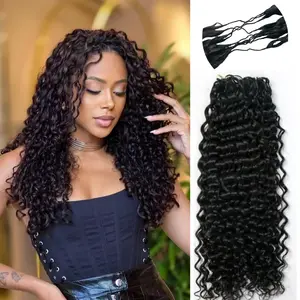 100% Human Hair Knotless Pre-Separated Crochet Hair Extensions Ocean Wave Feather Hair Water Wave Feather Line Hair Extensions Natural Color