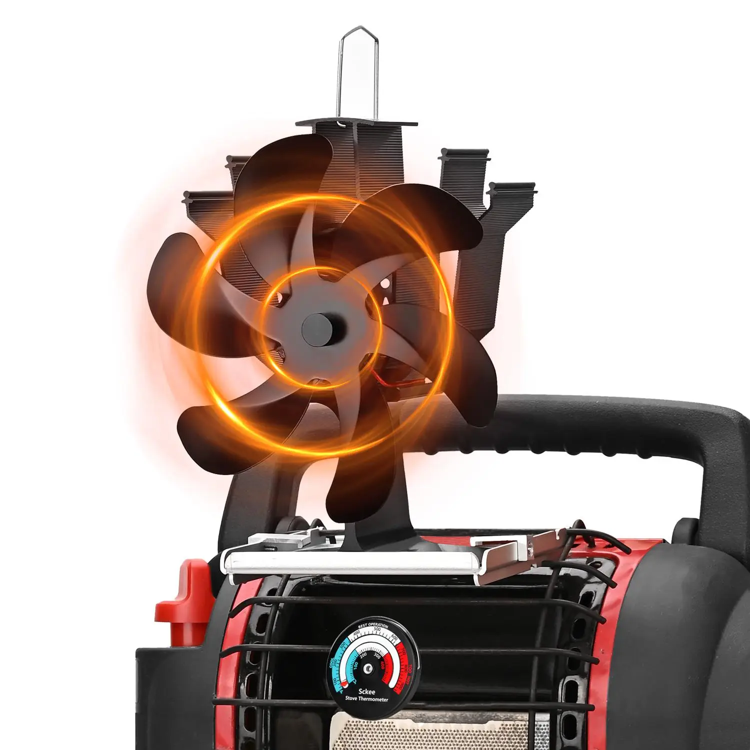 Heat Powered Fireplace Fan with Bracket, Outdoor Fireplace Fan, Non Electric Camping Outdoor Indoor Use Fireplace Tool Set