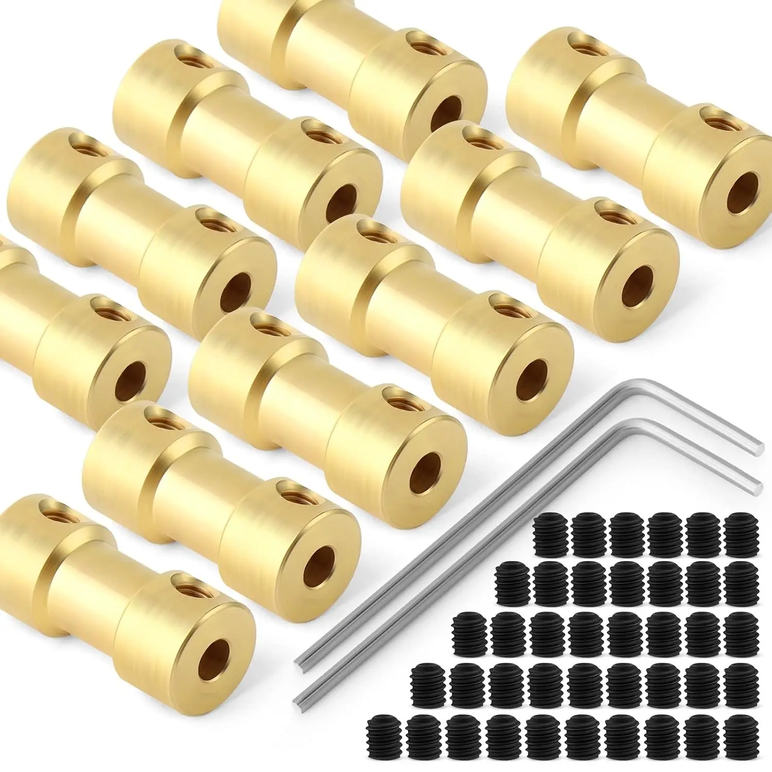 10pcs 2mm to 2mm Brass Shaft Coupling Joint Connector, Motor Shaft Extension Connector