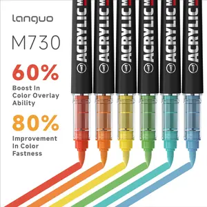 Languo Super Stackable Acrylic Markers PRO High-Capacity Ink Acrylic Markers Acrylic Felt Felt Staining Alcohol Markers Art Supplies Soft Tip 1-5mm Adjustable Thickness for Painting, Writing, Marking, DIY... Fabric Storage Bag Design for Easy Storage and