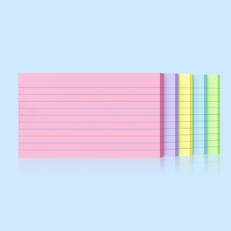 250 Count Index Cards 3x5 Inch 180gsm Heavy Weight Colored Flash Card (50 Sheets Each), Note Taking for Students, Teachers, Professionals, Study Note Cards