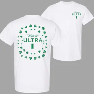 Michelob Ultra Shamrock Circle T-Shirt, St. Patrick’s Day Beer Tee, Lucky Clover Graphic Shirt, Minimal Irish Design, Funny Drinking Tee, Unisex Cotton T-Shirt, Casual Streetwear, Trendy Holiday Outfit