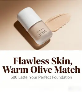 Victoria Anna Liquid Foundation 500 Latte - Warm Olive Undertones - Long-Wearing, Hydrating & Buildable Coverage - Natural Matte Finish for All Skin Types - Cruelty-Free Face Makeup - VA3014 concealer make up