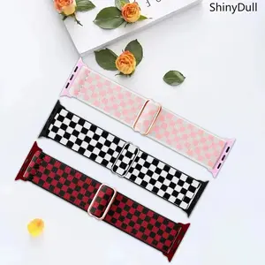 Checkerboard Pattern Watch Band – Nylon Sport Strap for Apple Watch, Fits 38–49mm