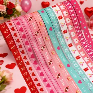 1Roll/6Rolls Valentine's Day Series Cartoon Ribbons, Bow Cap Accessories Party Gift Wrap DIY Handmade Materials