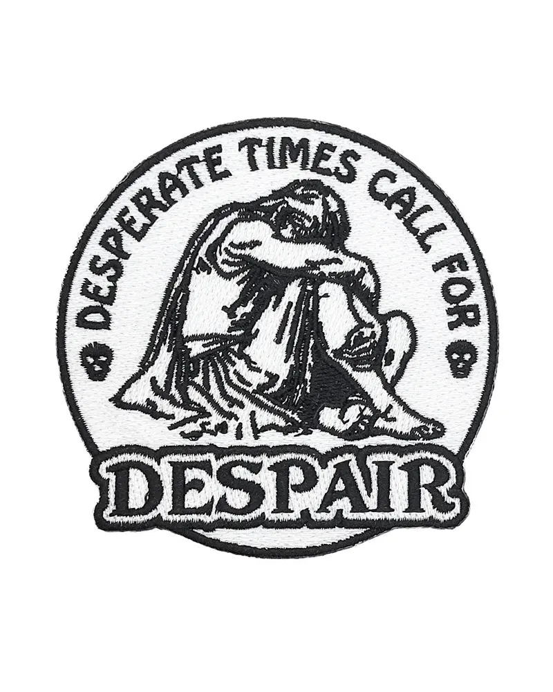 Despair Motif Custom Embroidered Patch - 100% Embroidered Artwork, 3.5 in Heat-Cut Shape, Decorative Sewing & Fabric Project Accessory, 3.5 Inches