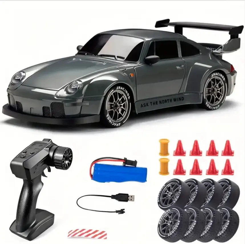 Scale 4WD Drift RC Car with Remote Control – High Speed Racing Model with 2 Sets of Tires