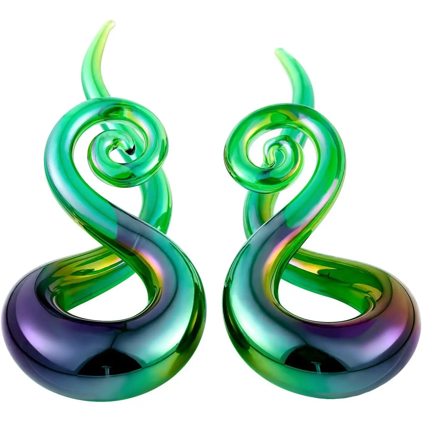2 count Glass Splatter Spiral Ear Tapers Hanger Gauges Piercing Gauges for Ear 4g-12mm