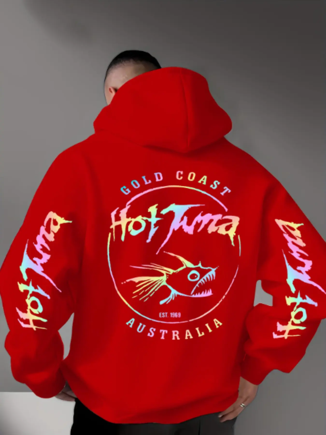 Men's Gradient Mermaid Print Hoodie, Soft Stretch Knit Fabric, Casual Fitted Style, All Seasons Wear, Fun Fashion Essential
