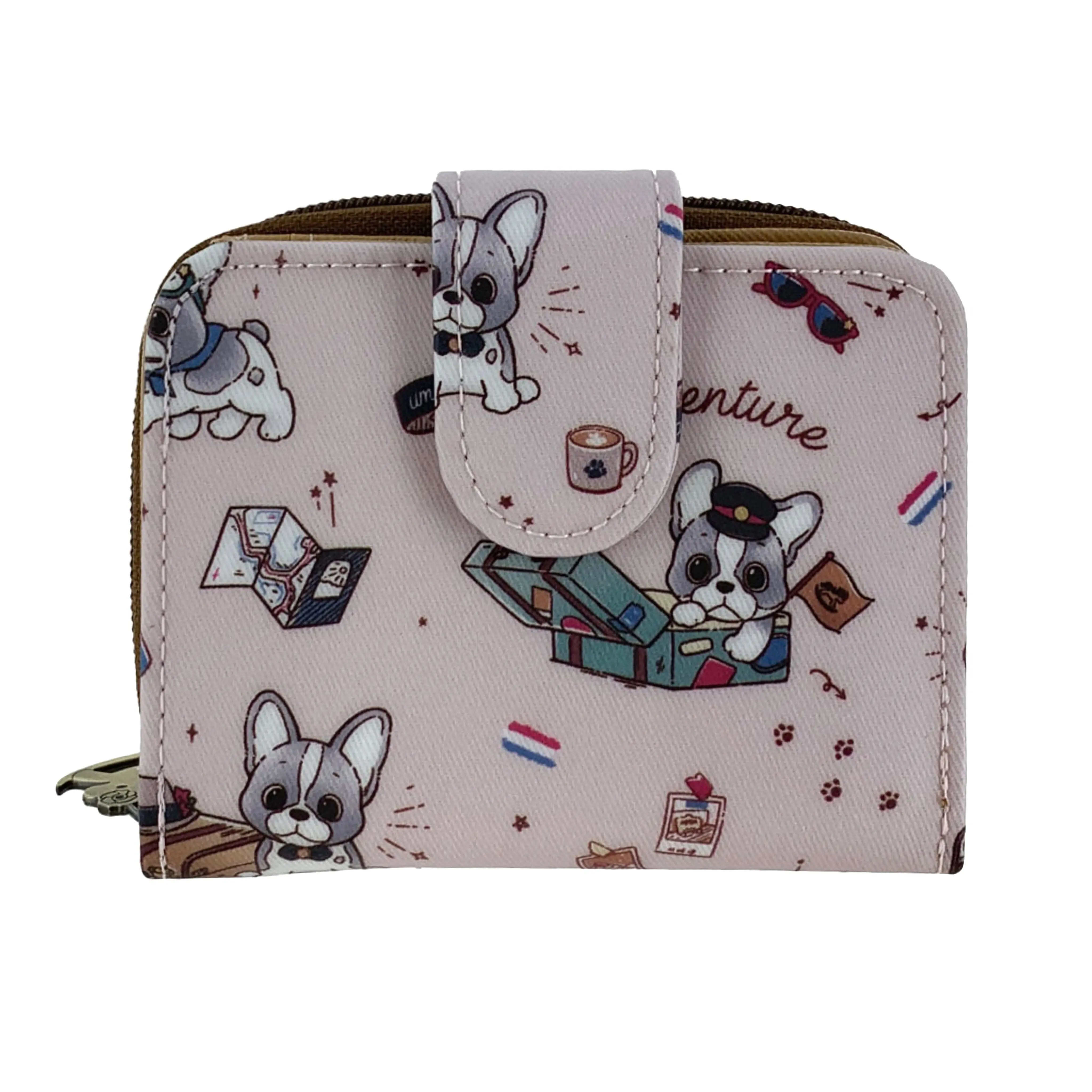 Pink Travel Frenchie Short Wallet