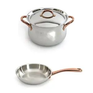 BergHOFF Ouro Gold 3Pc 18/10 SS Starter Set, Rose Gold Handles