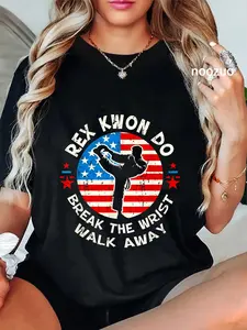 100% Cotton Unisex Rex Kwon Do American Flag Taekwondo Martial Art Sport T-Shirt Casual Top