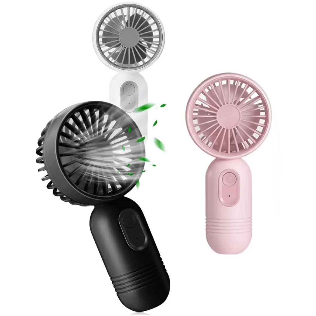 LMMAKE 1PC Plastic Mini Portable Handheld Fan with Handle - USB Rechargeable, 3 Adjustable Speed Settings, Ultra Quiet, Lightweight, Durable, Compact Mini Gadgets with Batteries - Ideal for Office, Exercise, Outdoor Travel