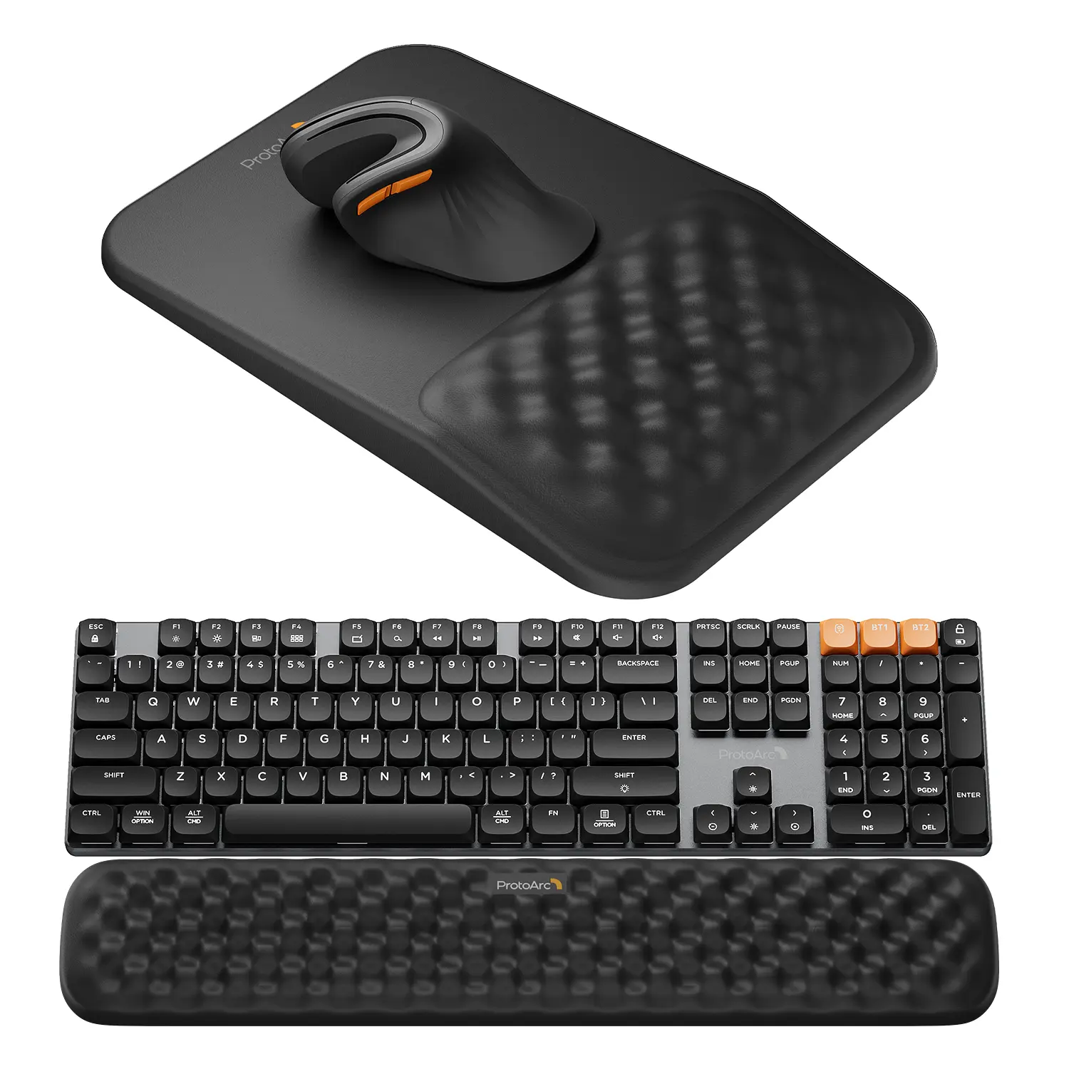 ProtoArc 2-in-1 Ergonomic Mouse Mat with Wrist Rest - Desktop Office Accessory for Work Desks, Computer Keyboard & Mouse Sets, Mouse Pad With Wrist Rest