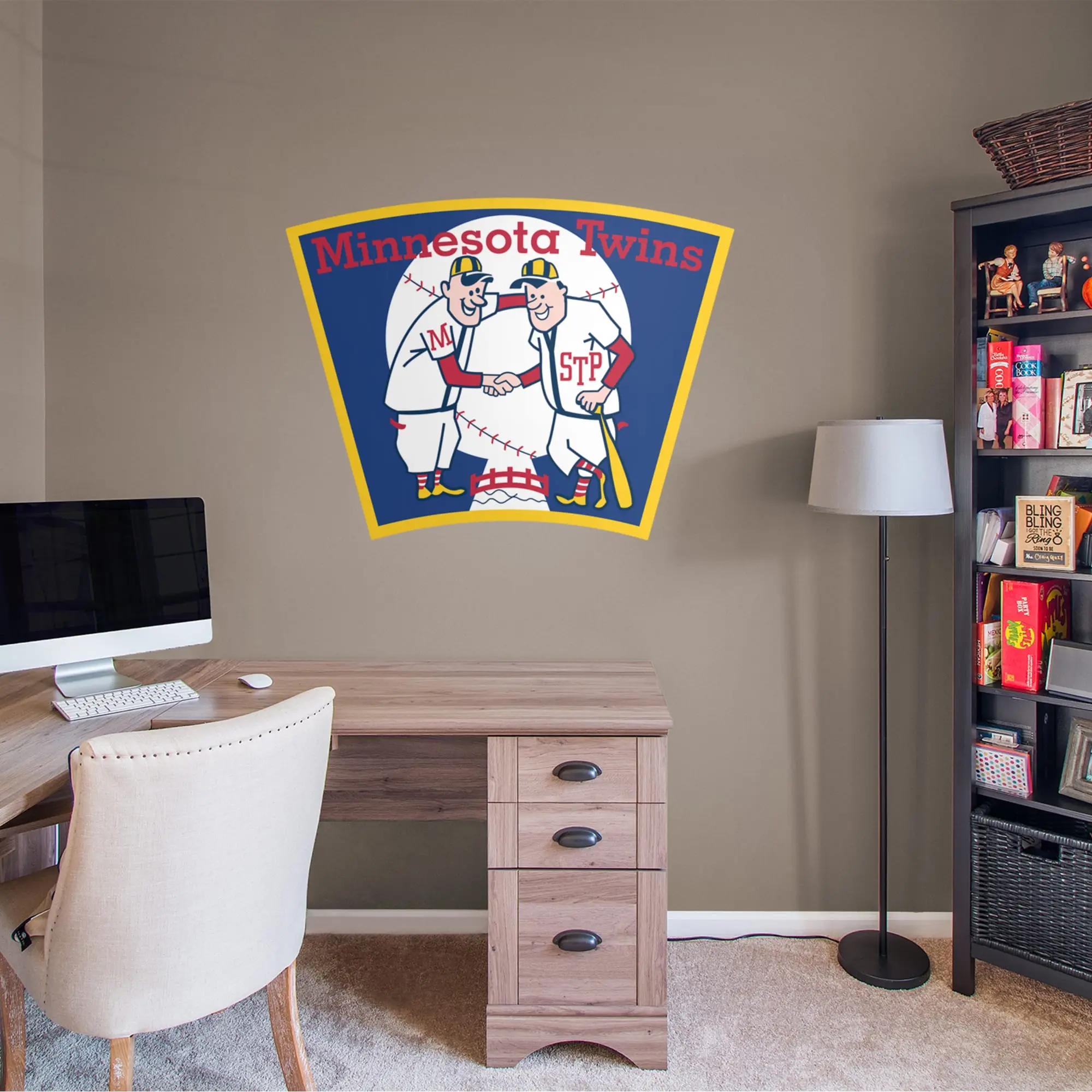 Official MLB Minnesota Twins RealBig Classic Logo Reusable Vinyl Wall Decals - Home Decor Sticker Art, Decoration Items for Room