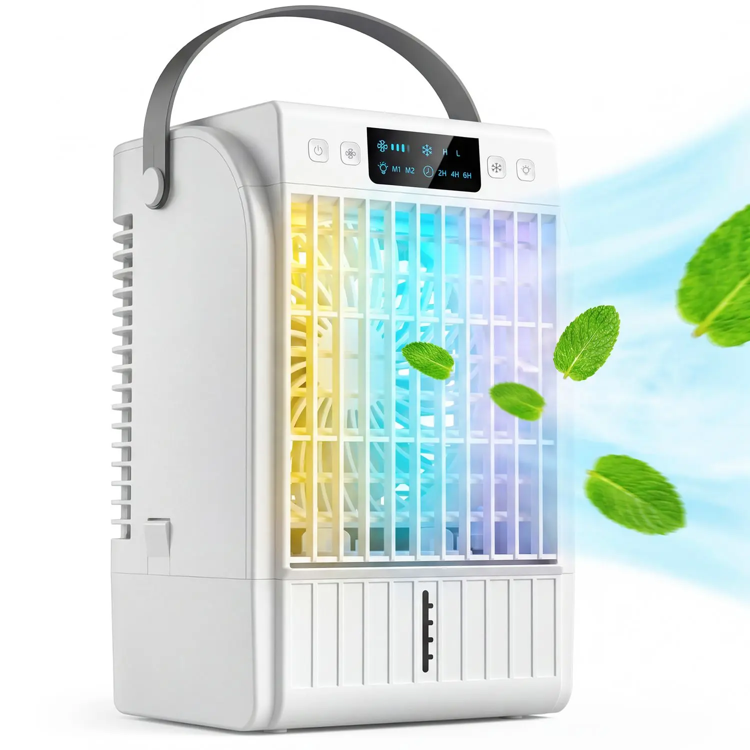 Compact 4-in-1 Portable Air Conditioner with 4 Wind Speeds and Dual Mist Settings for Optimal Comfort