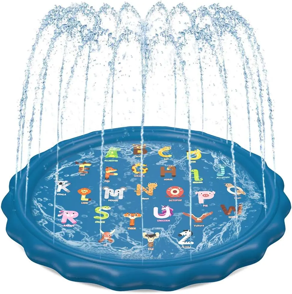 60" Inflatable Splash Pad Sprinkler, Outdoor Water Toy & Backyard Pool for Kids Toddlers (Ages 1-9) & Dogs, Fun Water Play Mat for Boys Girls