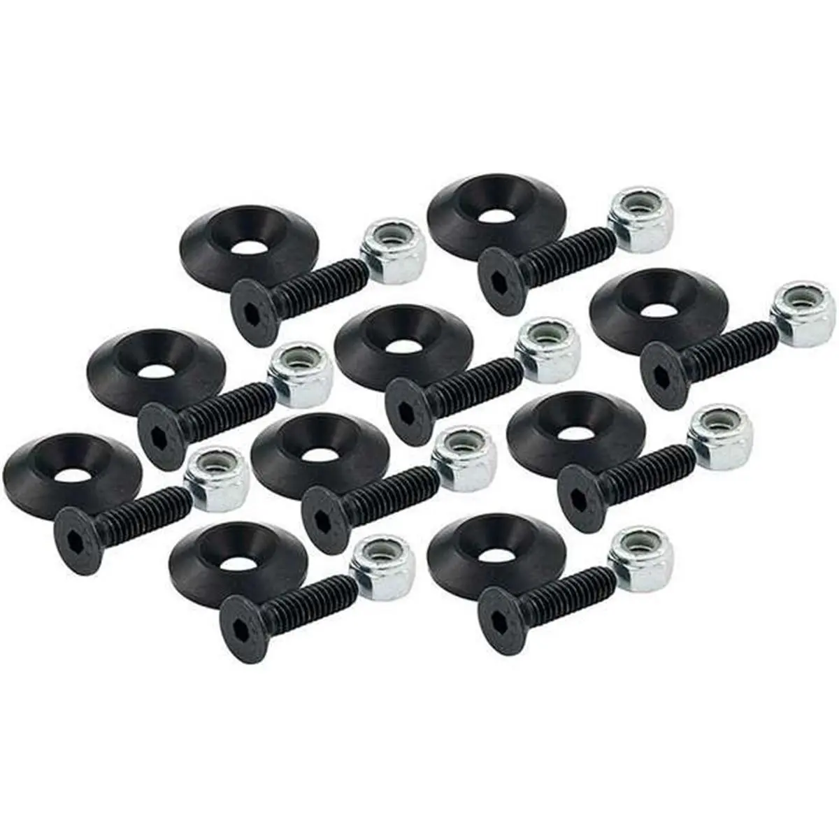 212 MAIN High Quality Material Countersunk Bolt Kit - 1/4"-20 x 1" Black Bolts, Flush Fit Aluminum Washers, Nyloc Nuts, Vehicle Replacement Part for Sailing, 10-Pack, Main Countersunk Bolt Kit