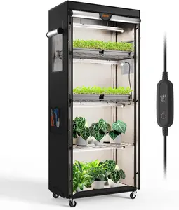 Bstrip PD65 Indoor Greenhouse with Grow Light | 4 Tier Plant Shelf with Oxford Fabric Grow Tent & Timer | Mini Indoor Greenhouse for Seed Starting, Vegetables & Plant Growth (23.6” x 13.8” x 59”)