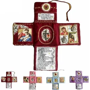 Handcrafted Pocket Devotional – Catholic Travel Prayer Kit with Cross  Prayer Quilt,  Christian Gift for Daily Faith and Spiritual Reflection (Red)