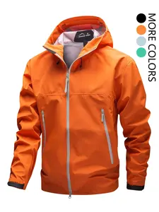 Unisex Men's Solid Color Pocket Zipper Hooded Jacket, Regular Fit Casual Long Sleeve Waterproof Breathable Jacket for Outdoor Activities, Men's Outerwear for Fall