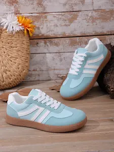 Women's Casual Shoes, Comfortable Lightweight Design, Round Toe Anti-Slip Rubber Sole, Blue Flats, Suitable for Office and Outdoor Use