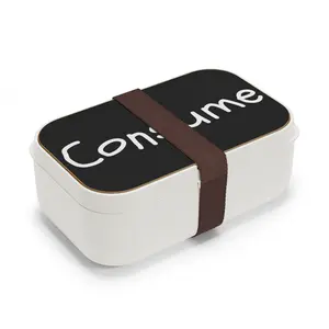 Silicone Cover Bento Lunch Box with Wooden Tray, 1 Size "Consume" Kitchenware Lunch Container