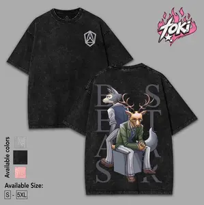 Retro Vintage Unisex Beastars Anime Manga Acid Washed Heavyweight T-shirt, Anime Merch, Gift For Anime Fan. Menswear Top Tshirt Streetwear
