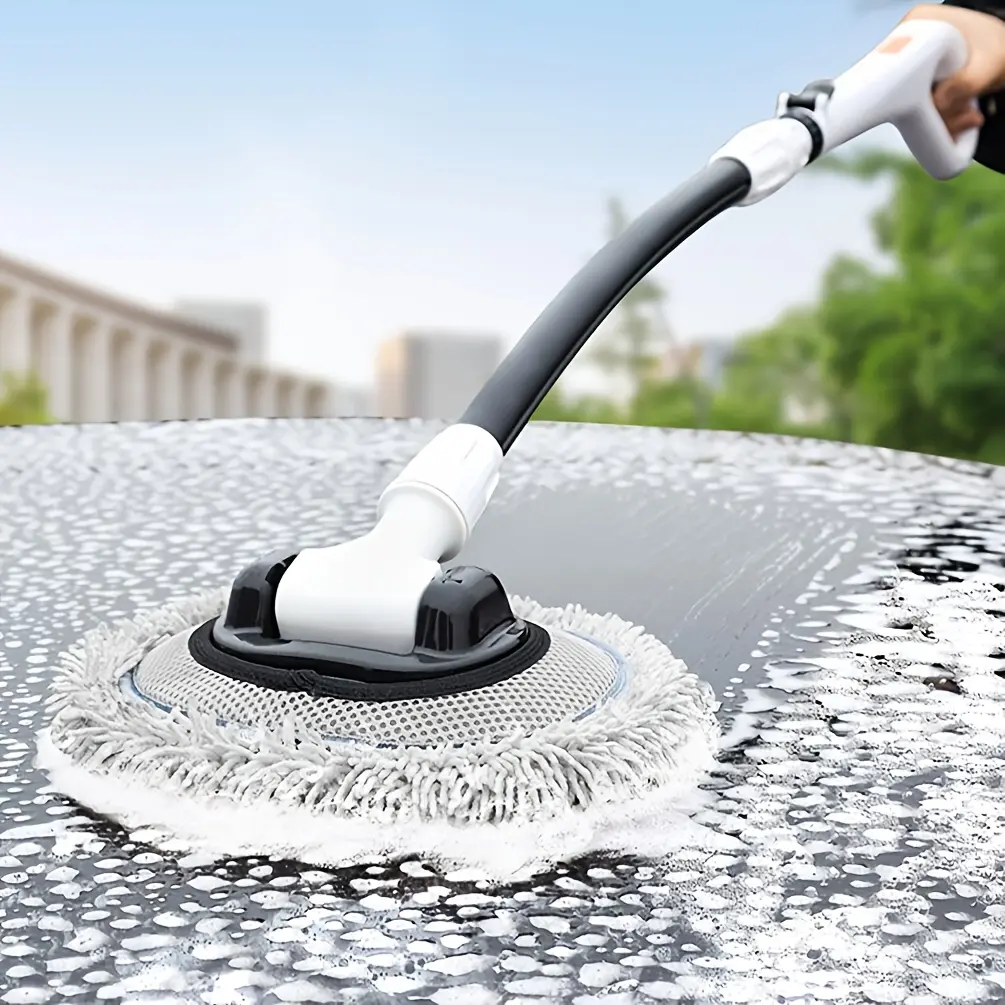 Long Handle car wash mop with 90° Adjustable Head and Extension Rod - Ergonomic Easy-Grip Handle Durable Bristles Suitable for Cars Trucks RVs Boats - Efficient Multi-Surface Cleaning Tool RV Washing Accessories|   Sturdy construction Soft Microfiber, Car