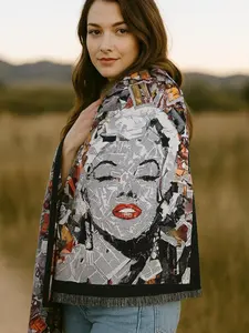 Women's Premier Quality Golden Blossom Tapestry Scarf Floral Design with Elegant Fringes Soft Comfortable and Versatile Accessory for Everyday Use