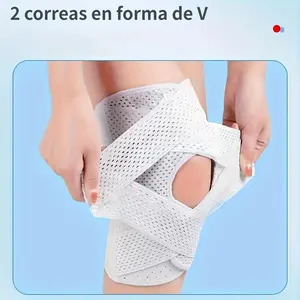 Adjustable Compression Knee Brace - Compressive Protective Gear for Men & Women, 1-Piece Support with V-Shaped Cross Strap, 4 Spring Side Stabilizers, Breathable Design for Joint Stability, Pain Relief, Sports
