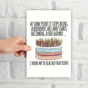 Humorous Birthday Card with Envelope, 1 Count  Creative Birthday Cake Pattern Greeting Card with Birthday Wishes, Birthday Gift for Fire Hazard Enthusiasts, Office Stationery & Supplies