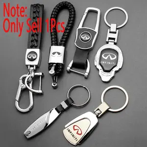 Metal Leather Car Keychain Ring Holder, Decorative Auto Accessory Compatible with Infiniti Fx35 Q50 Q30 Esq Qx50 Qx60 Qx70 Jx35