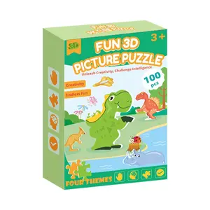 Fun 3D Picture Puzzle Set 100 pcs for Kids - 3D Animal Insect Dinosaur Airplane Themes - Creative DIY Toys & Gifts - Unleash Creativity Challenge Intelligence