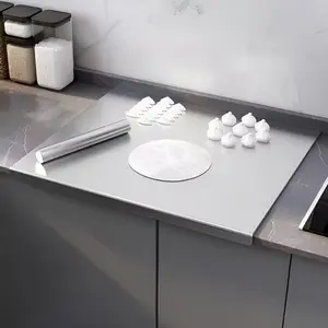 Large Stainless Steel Cutting Boards for Kitchen, Cutting Board with Counter Lip, Cutting Board with Silicone Mat for Meat, Fruits, Vegetables, Bread (15.7 x 23.6 Inch)