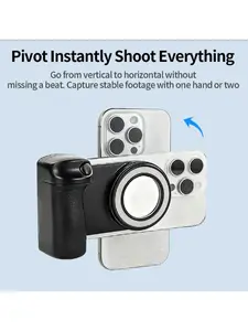 Magnetic Phone Camera Grip with Wireless Shutter – DSLR-Style Handle for iPhone & Android, 1/4" Screw, Ergonomic Design, Perfect for Vlogging, Selfies, and Steady Shots, Compatible with iPhone 17