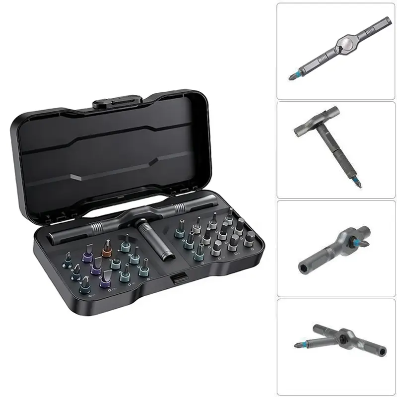 24-in-1 DIY Magnetic Multi-Tool Screwdriver Set - Interchangeable Heads, T-Handle, Precision Metal Bits, Compact Portable Ratchet, Magnetic Bit Holder, Home Repair Tool Kit, 24 In 1 Screwdriver Sets, Compact Multi-Tool Screwdriver Sets, Interchangeable He