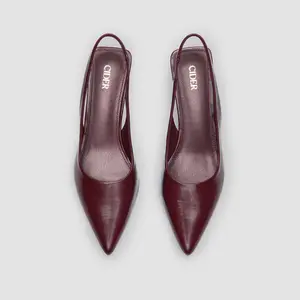 Cider Metallic Pointed Toe Slingback Kitten Heels