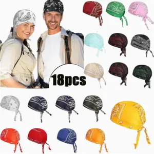 18-Pack Bandanas - Multi-Purpose Biker Caps, Skull Caps, Neck Gaiters & Face Masks - Quick-Dry, Sweat-Wicking, for Cycling, Motorcycling, Gym, Outdoor Sports - Men & Women - Multi-Color Paisley Patterns - Ideal for Bikers, Do Rag, Gym Accessories