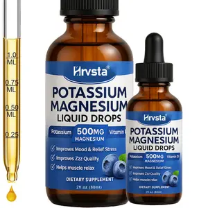 Potassium Magnesium Liquid Drops Supplement with Potassium, Magnesium,Calcium, Vitamin D3, Zinc, for Leg Cramps, Energy, Metabolism, for Adult and Kid,Sugar Free
