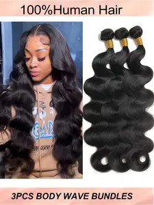 120 Grade Virgin Human Hair Bundles Body Wave, 100% Unprocessed Brazilian Virgin Hair, 3 Bundles Quick Weave Hair Extensions 18/20/22 Inch