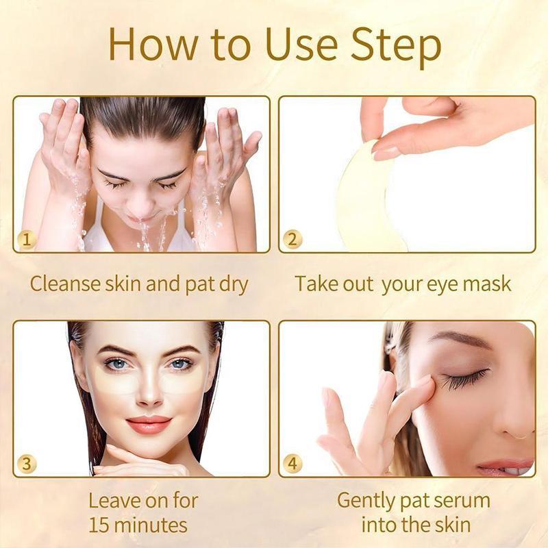 24K Gold Under Eye Mask - Collagen & Hyaluronic Acid Eye Patches for Dark Circles, Puffiness & Wrinkles - 60 Pcs Hydrating Under Eye Treatment - Self Care Skincare for Tired Eyes, Reduces Fine Lines & Brightens - Must-Have Eye Care Treatment for Women