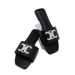 Ceci Flat Slip On Sandals - Black