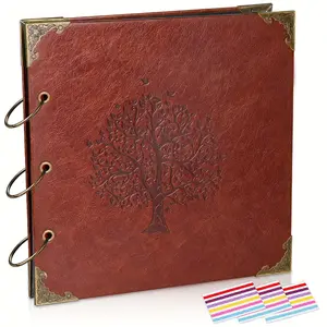 Leather DIY Scrapbook Photo Album - 1pc Self Adhesive Pages Wishing Tree Cover - Good for Wedding, Travel, Family, Christmas, Adventure, School Memory Book Gift fengshui ornament heal stone silk  flowers fake home laundry room adventure travel scrapbook