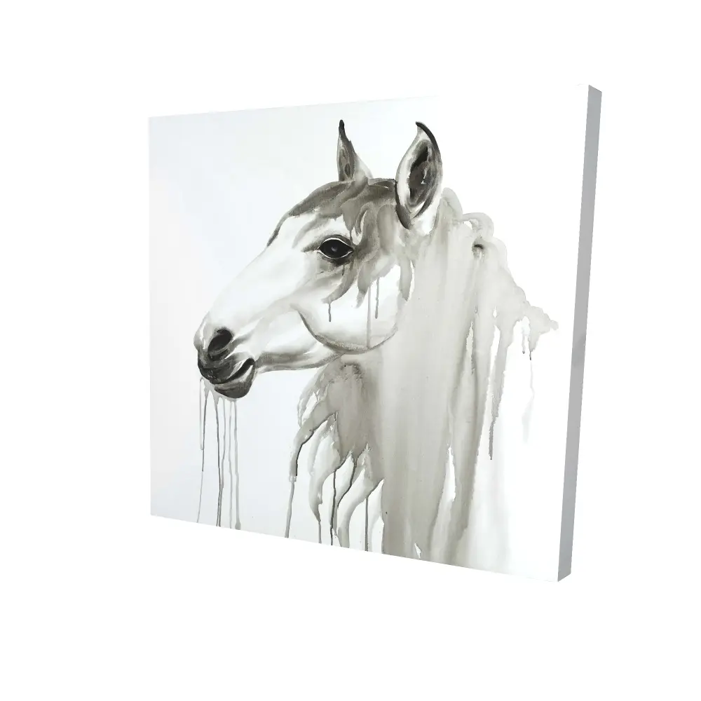 212 MAIN High-Detail Equestrian White Horse Wall Artwork - 24x24 in., Minimalist Modern Farmhouse Elegant Room Home Decor, Artistic Gift-Worthy Farm Animal Poster Print