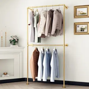 Wall Clothing Rack Wall Mount clothes Rack,Heavy Duty Pipe Clothing Rack Retail Display Hanging Rod for Closet Storage,Laundry Room