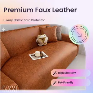 High-Quality Textured Faux Leather Sofa Cover, High Elasticity Full Wrap Luxury Faux Leather Sofa Cover, Waterproof Stain Resistant
